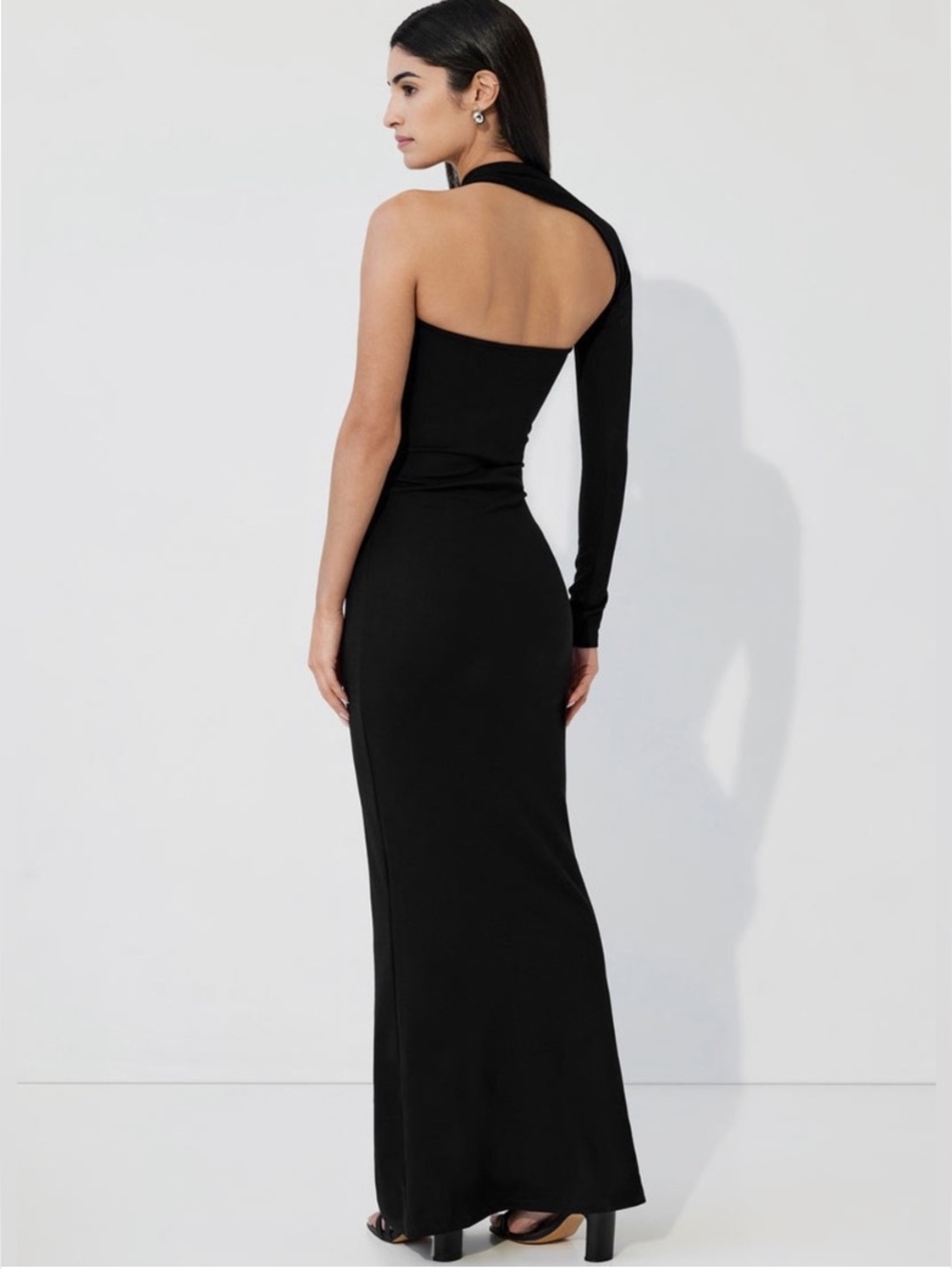 Marcella NYC Manhattan One Shoulder European Ponte Open Back Halter Gown XS - Picture 8 of 15